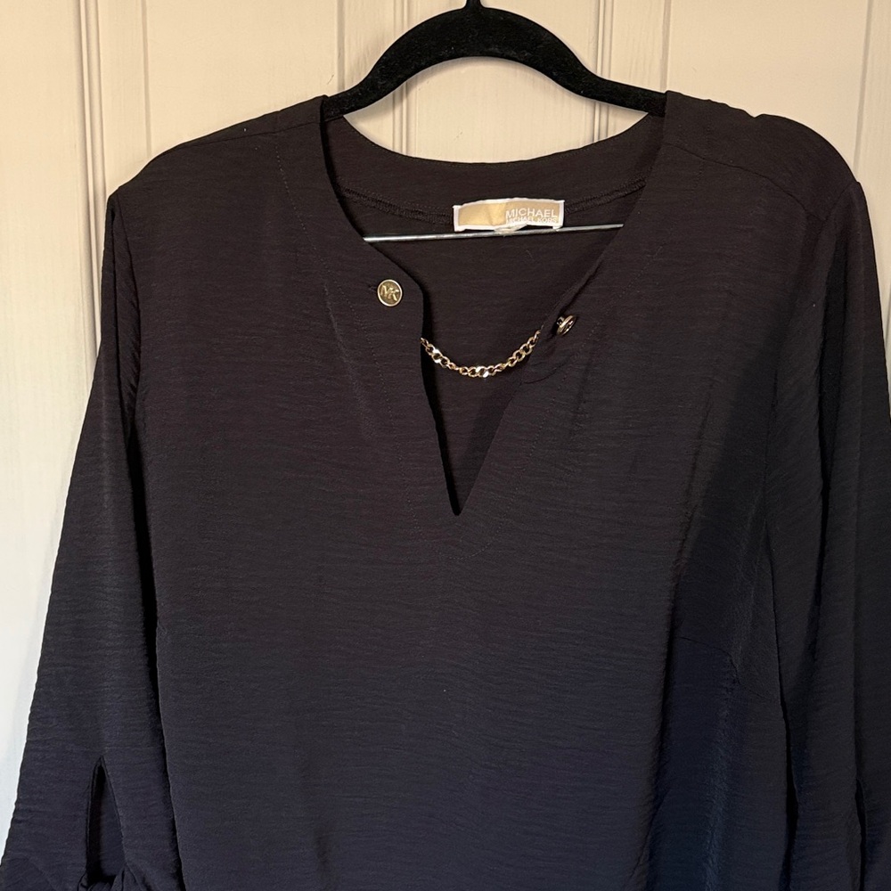 Michael Kors Black Blouse with Chain Accent